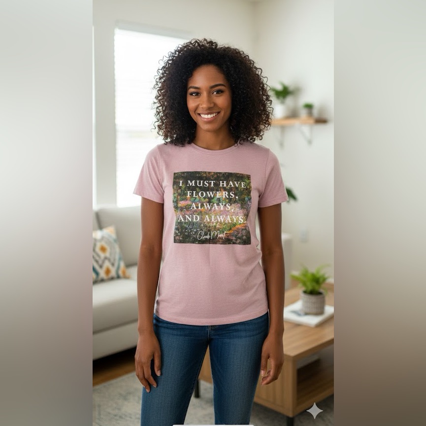 "I Must Have Flowers, Always And Always." Girls Pink T-Shirt Size L Top